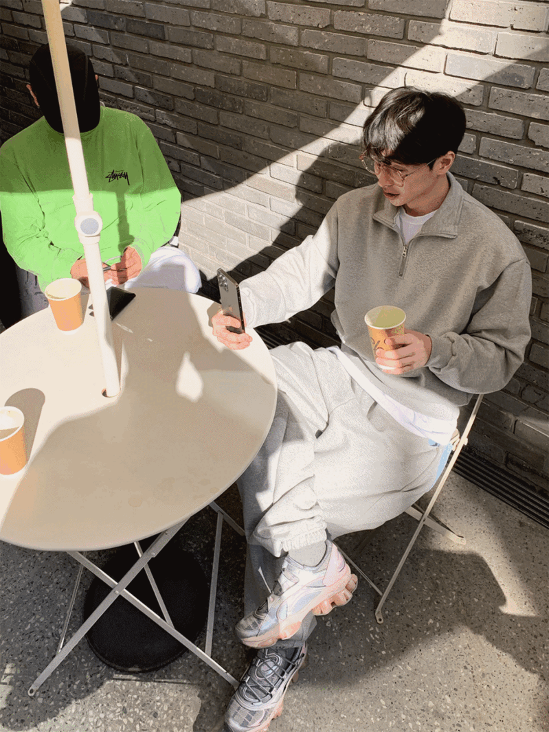 포켓 코튼 하프집업 맨투맨 (4color)